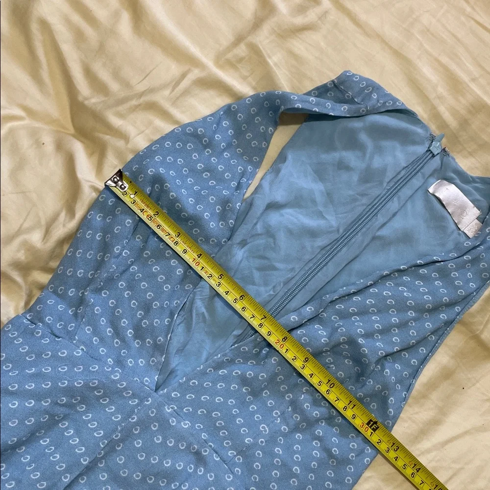 Polkadot plunge neck line wide leg jumpsuit